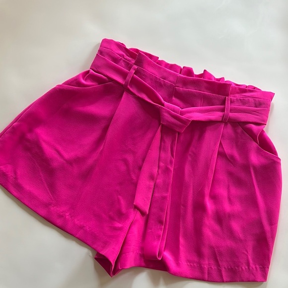 fab'rik High Waist Pink Shorts with Paper Bag Waist - Picture 3 of 9